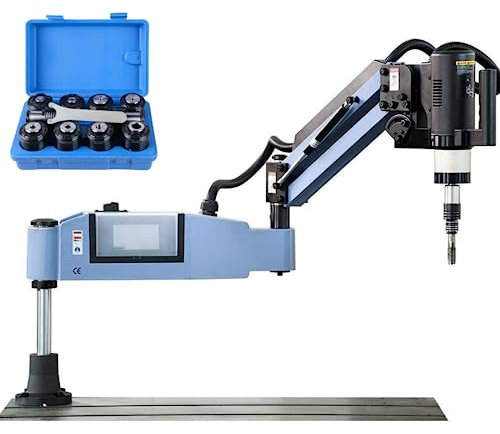 Zac Elektrische Gewindeschneidmaschine, 110 V, M4-M24, elektrische Gewindeschneidbohrmaschine, 360 °, universeller flexibler Gewindeschneidarm mit 10 Stück TC820 ANSI Gewindebohrer-Halterungen