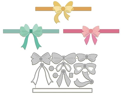 GLOBLELAND Schleifenband Metallstanzformen, Schleifenband Stanzformen, Metallschablonen, Metall Stanzformen Für Kartenherstellung, Prägewerkzeug, Schablone, Scrapbooking, DIY Bastelalbum, 12 Stück