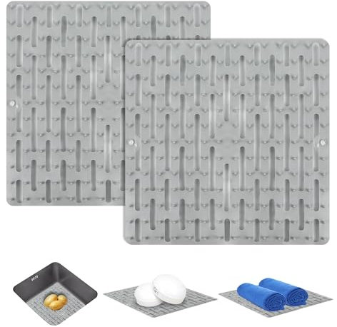 xyuayamz Tappetino Lavello Cucina, Set di 2 Tappetini Scolapiatti, Tappeto Drenante con Ventose, Proteggi Lavandino Antiscivolo Multifunzionale, Evita i Graffi Sul Lavelli e Proteggere le Stoviglie