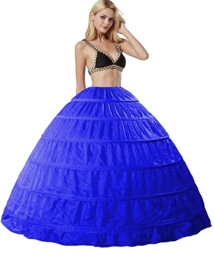 Genérico Enaguas para Mujer, 6 Aros Crinolina Enagua para Vestido de Novia, 6 Hoop Enaguas Falda Se Desliza Piso Longitud Underskirt cancán Enagua la Boda Accesorios Boda Falda Petticoat Cancan
