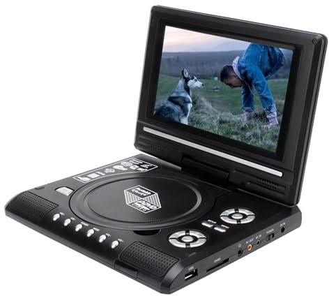 Lettore DVD Portatile Da 9,8 Pollici, Schermo Ruotabile A 270°, Con Batteria Ricaricabile Da 5 Ore, Alimentato Dalla Rete Elettrica O Dall'auto, Senza Regione, Telecomando