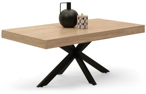 IDMarket Alix - Mesa de centro rectangular (110 cm), diseño de araña, madera y negro