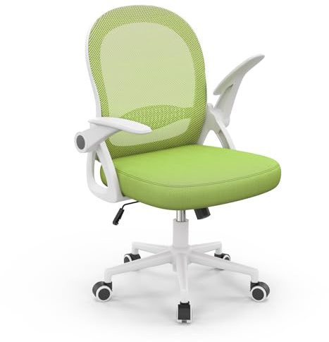 naspaluro Bürostuhl, Ergonomischer Schreibtischstuhl mit Atmungsaktiv Netzbespannung, Hochklappbare Armlehnen, Höhenverstellbarer, Computerstuhl, Leichter Stuhl, 360° Drehstuhl, Grün