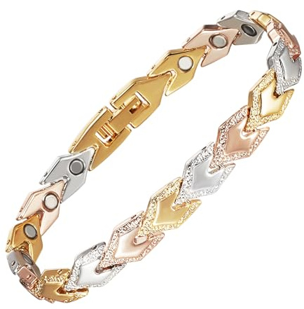 YINOX Superstarkes Magnetarmband für Damen, Edelstahl-Magnetarmband, Zirkonia-Armband für Damen, inklusive 8 NdFeB-Magneten und hochwertiger Geschenkbox (20 cm) (A)