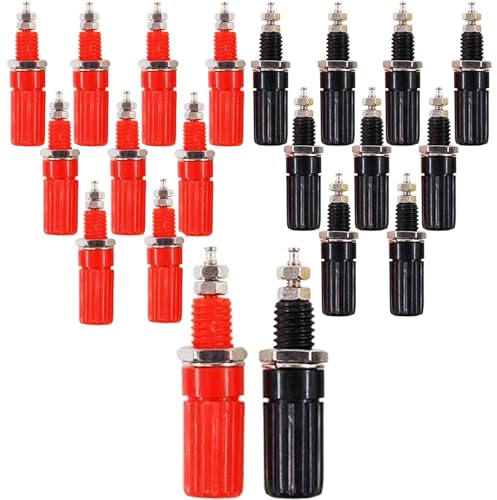 RUNCCI-YUN 20Pcs Amplifier Speaker Binding Post Terminal Female Adapter Panel Mount Binding Post for Banana Plug Connectors Speaker Cable Connectors(Length:1.8 Black and Red)