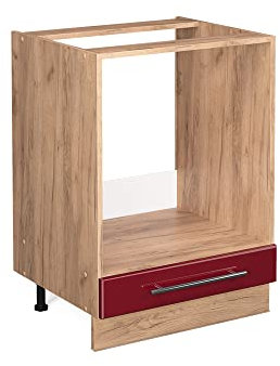 Vicco Herdumbauschrank Fame-Line, Bordeaux Hochglanz/Goldkraft Eiche, 60 cm, AP Anthrazit