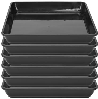 aleawol Lot de 6 soucoupes carrées en plastique noir pour pot de fleurs - 31 cm - Pour intérieur et extérieur