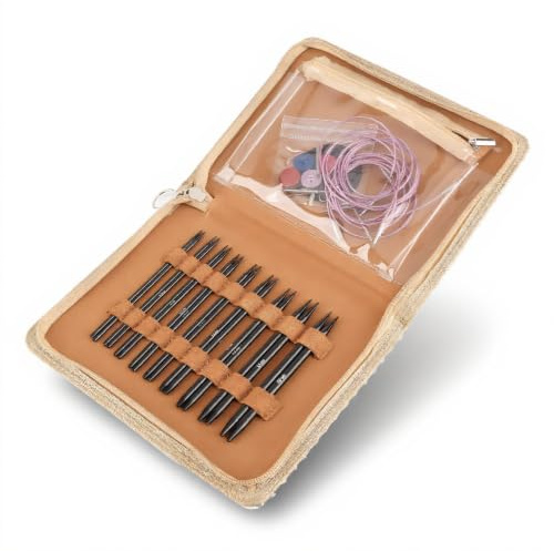 Rundstricknadel-Set, 3 Bis 6 Mm, Austauschbares Ergonomisches Rundstricknadel-Set mit Aufbewahrungstasche, 18 Nadeln, Ideal für Socken, Pullover, Mützen, Zum Basteln