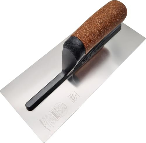Maurerfreund Premium Chromstahl Glättekelle 280x120mm, Griff aus Kork