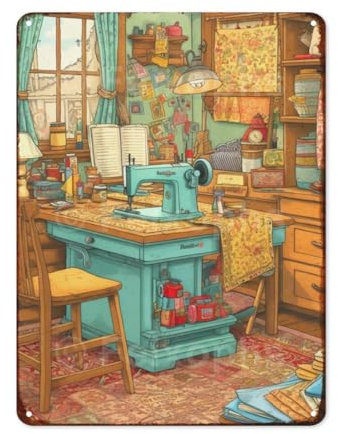 Wanddeko Nähzimmer Deko Schild Personalisierte Metall Wandschild Retro Metallschild Für Bar Büro Garten 20X30Cm