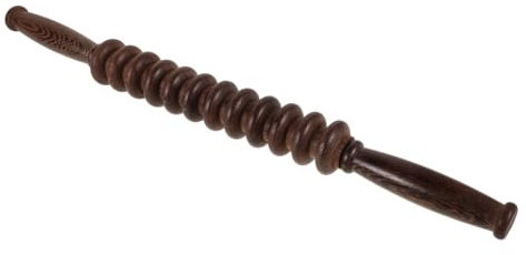 FRCOLOR Massaggiatore Rullo in Legno, Bastone Yoga a 4 Ruote, Pressione Uniforme per Muscoli e Collo, Uso a Casa in Movimento