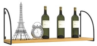 Weinregal Wand Metall Flaschenregal Holz Wine Rack Bar Regal Wand Weinschrank Hausbar Schmal Barschrank Weinständer Getränke Regal Mini Bar Mehrzweckregal für Esszimmer Bartheke Wohnzimmer Küche(Black