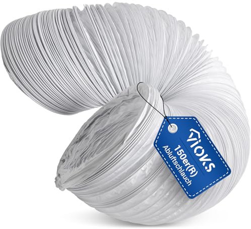 VIOKS Tuyau d'évacuation pour sèche-linge - 6 m - Blanc - Diamètre : 125 mm - En PVC - Pour sèche-linge - Tuyau d'évacuation d'air - Pour hotte aspirante
