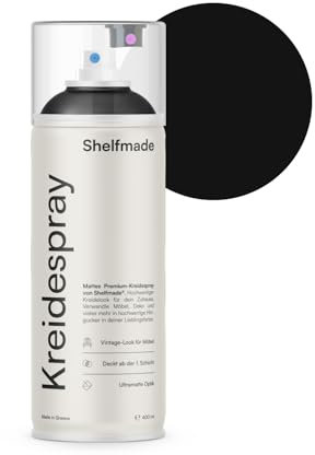 Shelfmade Spray Gesso nero – Bombolletta di Alta Qualità – Colori Spray Opachi Calk Coprente (Midnight – Mezzanotte nero)