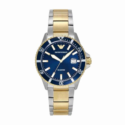 Emporio Armani Watch for Men, Quartz Three Hand Date Movement and 42mm Case Size with Stainless Steel Strap