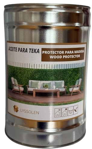 LYSSOLEN - Aceite de Teka para Madera Exterior con Filtro UV 1 Litro - Protector Nutritivo para Muebles de Jardín, Teca y Maderas Tropicales - Alta Resistencia Climática y Acción Antienvejecimiento