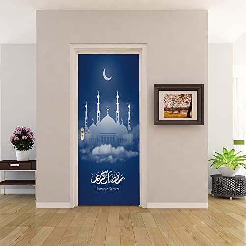 3D Türtapete 70x200 Türaufkleber Selbstklebend Türfolie Poster Fototapete Türbilder Türtattoos Wasserdichte Tür Stickers für Kinderzimmer Wohnzimmer Badezimmer Islamischer Stil