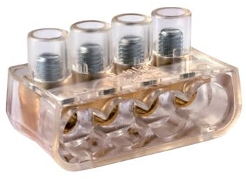 1 Morsetto forbox 4 poli, sezione 4x 10mm² 10mmq, 4 fori, morsetto per cablaggio forbox, campanelle, in policarbonato e ottone, per scatole di derivazione, 450V 76A