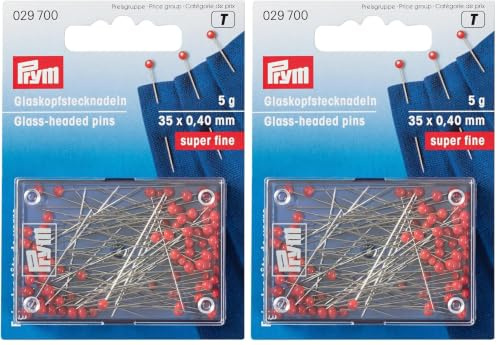 Prym Glaskopfstecknadeln, Stahl, rot, 35 x 0,4mm (Packung mit 2)