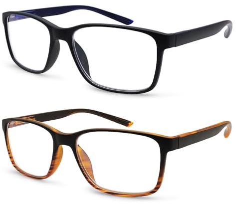 COJWIS Lesebrille Herren 2er Pack mit Blaulichtfilter Brille Lesehilfe Federscharniere Computerbrille Blaulicht Herren Lesebrille