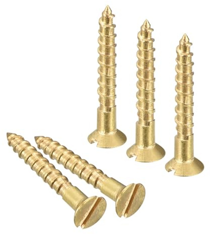 TA-VIGOR M1.6 x 12mm Brass Wood Screws, 50PCS Flat Head Self Tapping Screws | Countersunk Screws with Slotted Drive, Solid Brass Fastener Screws for Woodworking, Furniture, Cabinets and DIY Projects