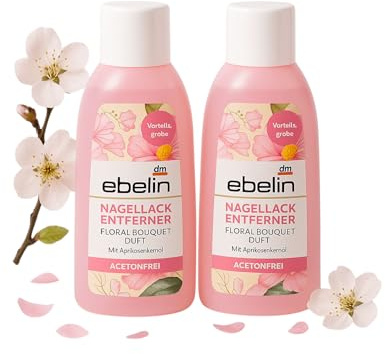 Nagellackentferner Rose Acetonfrei - 2 x 200 ml - mit Aprikosenkern-Öl - Mild und Pflegend - Reisegröße - Pflegend