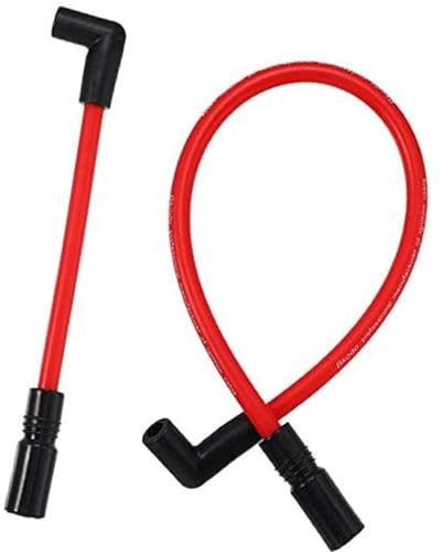 XUBOR Kit Cavi Candele DYNA-409RD in Silicone Rosso da 2 Pezzi da 10,4 mm e 10 mm Cavo di accensione