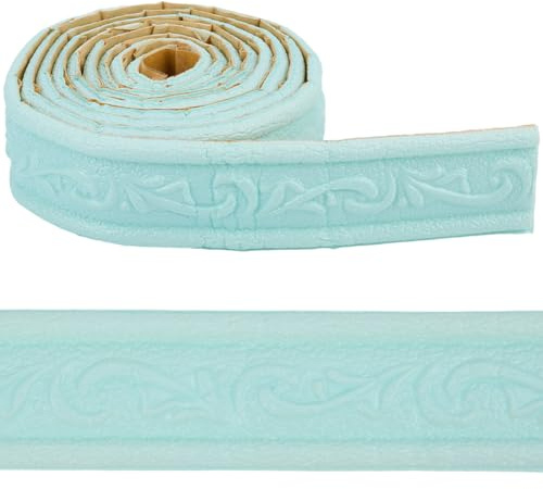 CRASPIRE Moldura de Espuma 90 x 18D de 3 Pulgada Adhesiva de PVC Color Verde Pálido Resistente Al Agua para Zócalos Bordes Papel Tapiz para Sala de Estar Baño Oficina Hotel Espejo Decoración DIY