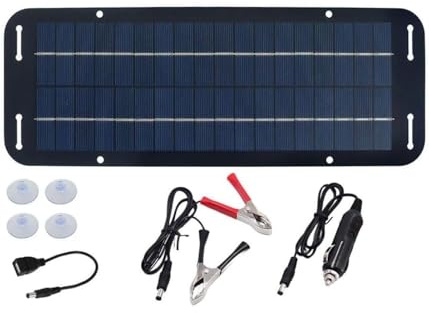 Solar Car Battery Charger, 60W Solar Panel, 12V Trickle Battery Charger, Equipped with Built-in Blocking Diode, for Caravan, Car Van, RV, Trailer, Marine, Black, 1 set(335 * 125 * 3mm)