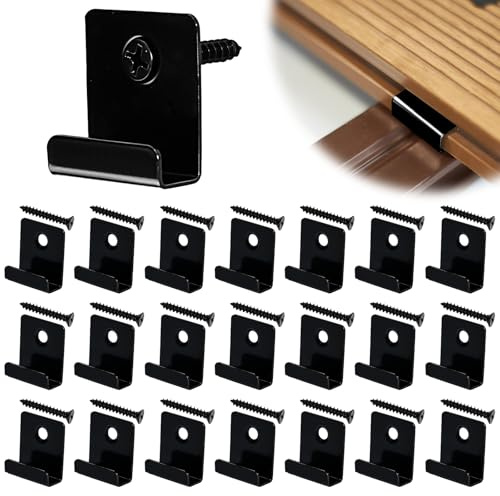 Zuxbolf 50 Pièces Clips de Fixation WPC Clips de Fixation Lame de Terrasse Composite Clip Caché Entrée Fixation Clips pour Lames Clips WPC en Acier Inoxydable avec Vis pour Terrasse en Composite