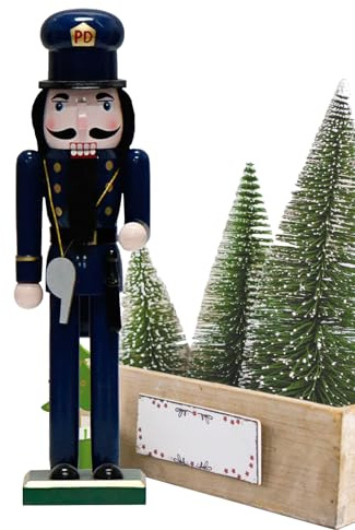 Rechory Nutcracker Christmas | Policeman Nutcracker Figurine | Christmas Decor Figures, 14-inches Wooden Ornaments for Shelves Tabletop Festival Decorations