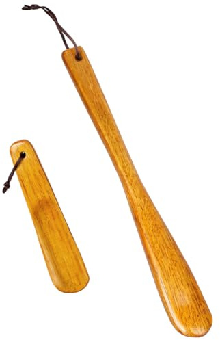 AYBUY Calzador Largo de Zapatos, 2Pcs 32 cm&15.5 cm Calzador de Madera con cuerda colgante, calzador corto, Diseño Ergonómico, Superficie Suave, Madera Shoe Horn para Mujer Hombre Niños Ancianos