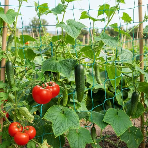 Gemuseeee Red de Enrejado para Plantas trepadoras, Red de jardín Resistente de 27 Hilos para Pepino, Vid, Frutas y Verduras Enrejado de Tomate, jardín, Malla, para