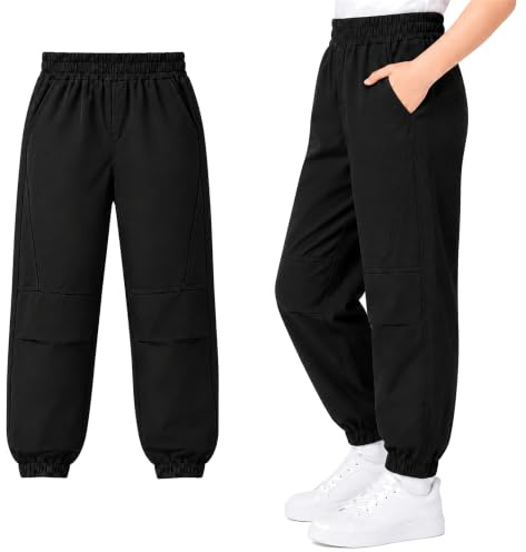 Keyck Kids Waterproof Trousers Boys Girls Outdoor Joggers Pants 7-14 Years | Windproof Trekking Rain Pants, Breathable Mesh Lining, with Pockets & Elastic Waist, Lightweight, Hiking, Camping, Travel