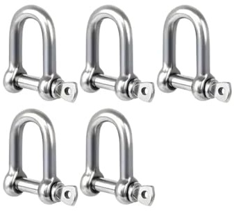 Manille en D titane et acier, robuste, avec broches à vis, for chaîne, câble métallique, levage, Camping, 5 pièces