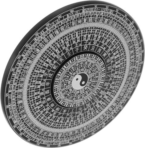 HANABASS Traditioneller Chinesischer Feng Shui Bagua Kompass aus Legierung Tragbar und Widerstandsfähig Schwarzes 80mm Ornament für Reise und Wohnkultur mit Geschenkbox