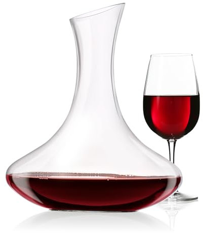 alpina Jarra Vino - Porron Vino - Botella de Vidrio - Decantador Vino - Vidrio Grueso - Oxigenador Vino - 1,78 Litros - Decantadores de Vino