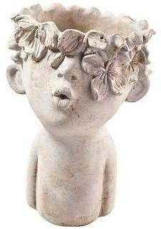 Divertente testa per piante a forma di busto – Statuetta da piantare – Vaso in ceramica – Decorazione per piante (grande: altezza 26 cm)
