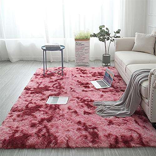 Geling Moderner kuscheliger, weicher, Flauschiger Teppich - Hochflor Teppich wohnzimmerteppich Langflor - Läufer für Wohnzimmer, Flur, Schlafzimmer,Rot,200 * 300cm