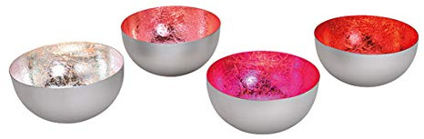 itsisa Schwimmschale (4er Set) - Teelichthalter metallic rosa, pink, rot, Silber 15x8 cm, Schwimmkerze
