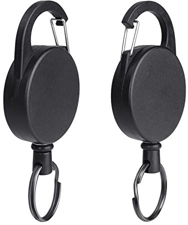 Vicloon Einziehbarer Schlüsselanhänger, 2er-Pack Strapazierfähiger Ausweishalter Ausziehbar, Stahlschnur Einziehbarer 60cm, 240 g laden, für Hose、Gürtel und Rucksack