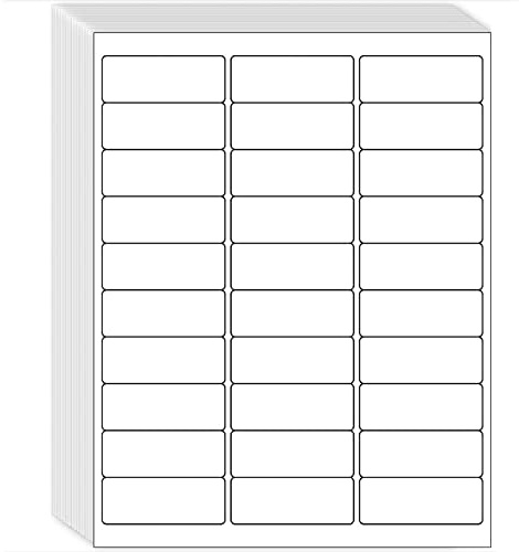 1 x 2-5/8 Shipping Address Labels 3000 Label Stickers Paper for Laser/Inkjet Printer 30 per Page Printable Mailing Labels - Matte, 100 Sheets