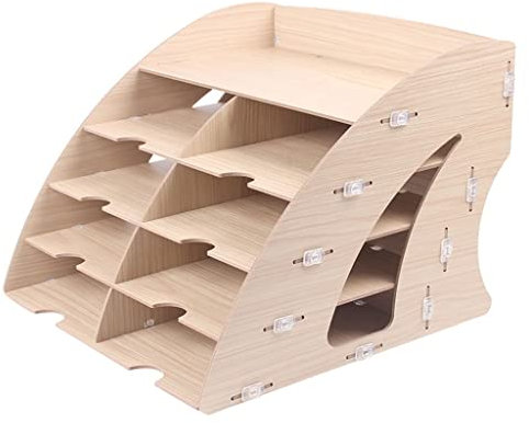 Aktenregale Ordner Organizer 5 Schichten Holz Fächerform Schreibtisch Organizer A4 Dokument Magazin Ordner Briefhalter Organizer Aufbewahrungsbox Home Office Schule Zubehör Bürobedarf ( Color : B )