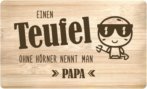 Tassenbrennerei Frühstücksbrettchen mit Spruch - Einen Teufel ohne Hörner nennt man Papa - Echtholz Made in Germany - Vesperbrett Geschenk für Vater (Papa)