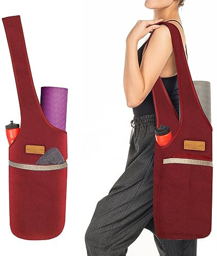 ALLEN & MATE Unisex-Yoga-Übungsmatten-Tasche mit großer Tasche, große Kapazität, Tragetasche, Schultertrage für Damen und Herren, Kastanienbraun