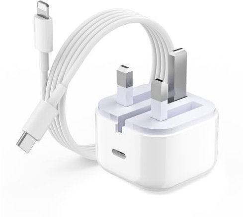 Newding 20W Fast Charger Plug UK and Cable Compatible with iPhone 14 Pro Max/14 Plus/13 Pro Max/13 Mini/12/11/X/SE, Type C PD Wall Charger, USB C Adapter with 5FT Charging Cord (2024)