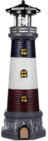 Torre di Luce solare Faro Luce Notturna Faro Rotante Solare Faro Esterno Ornamenti Lanterna Solare Esterna Decorazione del Giardino Luce di Strada Resina per Ruotare