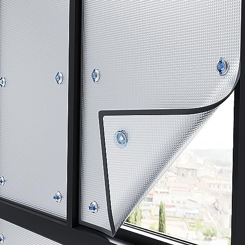 Home-Office-Aluminiumfolie Reflektierende Fensterfolie,Sichtschutz Wärmeisolierung Sonnenschutzfolie,Blendfreie Fenster-Tönungsfolie,Nicht Klebend,Kein Kleber,Wiederverwendbar (35x200cm/13.8''x79'')