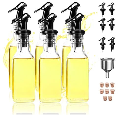 SAEIV 6 Stück 160ml Essig Öl Flaschen, Kleine und Handliche Ölspender, Olivenöl Spender, Ölflasche mit Ausgießer, Unterwegs-Ölflaschen für Picknicks Geeignet