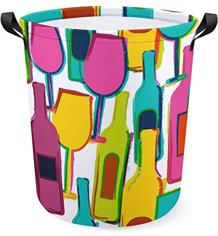 Cesto portabiancheria colorato con bottiglie di vino, cesto portabiancheria, cestino pieghevole per vestiti, cesto per la casa, ufficio, dormitorio